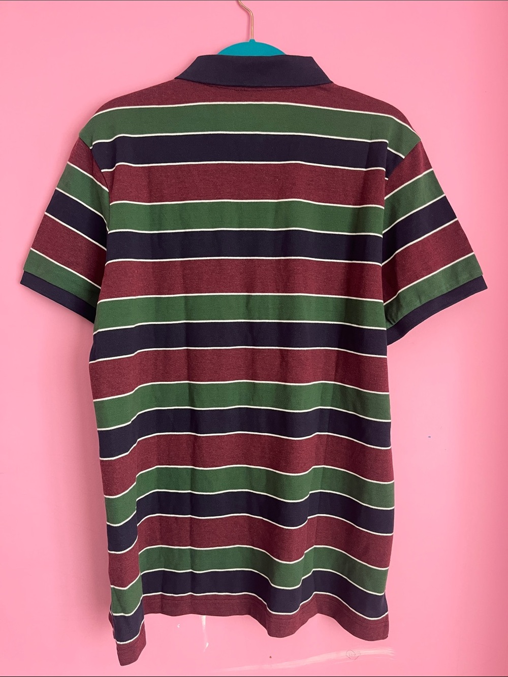 Old Navy Men's Striped Polo - Burgundy, Green & Black - Picture 3 of 8